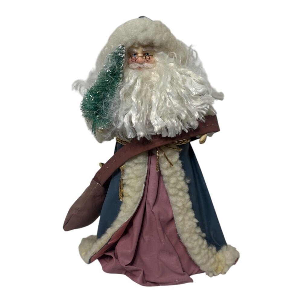 Vintage ROC Santa Christmas Bottle Tree Bag Bells Made in Taiwan 11” Tree Topper